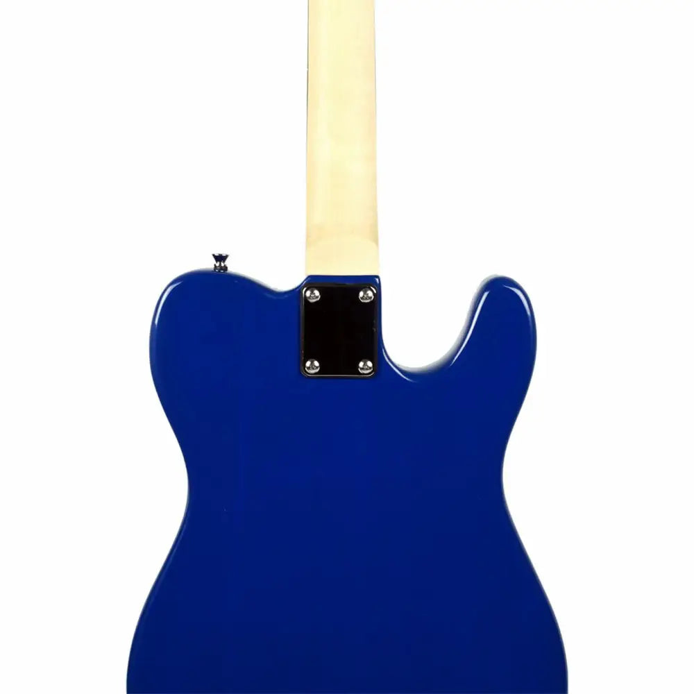 Back of Atlantis Blue Left Handed Electric Guitar showcasing a blue finish and light-colored neck