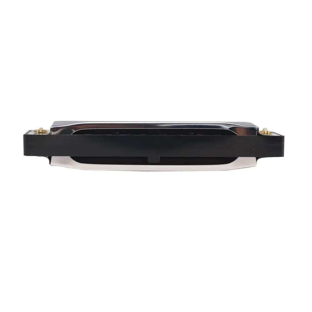Black and silver axiom 10 hole harmonica with sleek polished metal body for diatonic blues harp in c