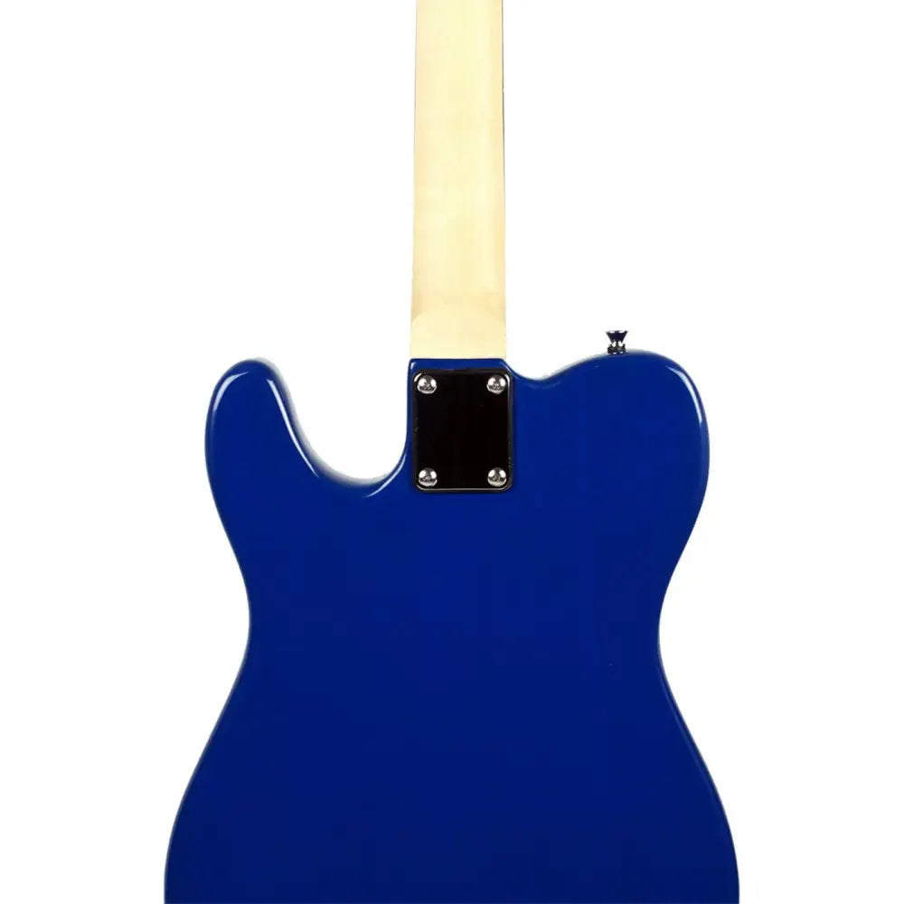 Back of a blue Axiom Atlantis T style electric guitar with light neck, perfect beginner electric guitar