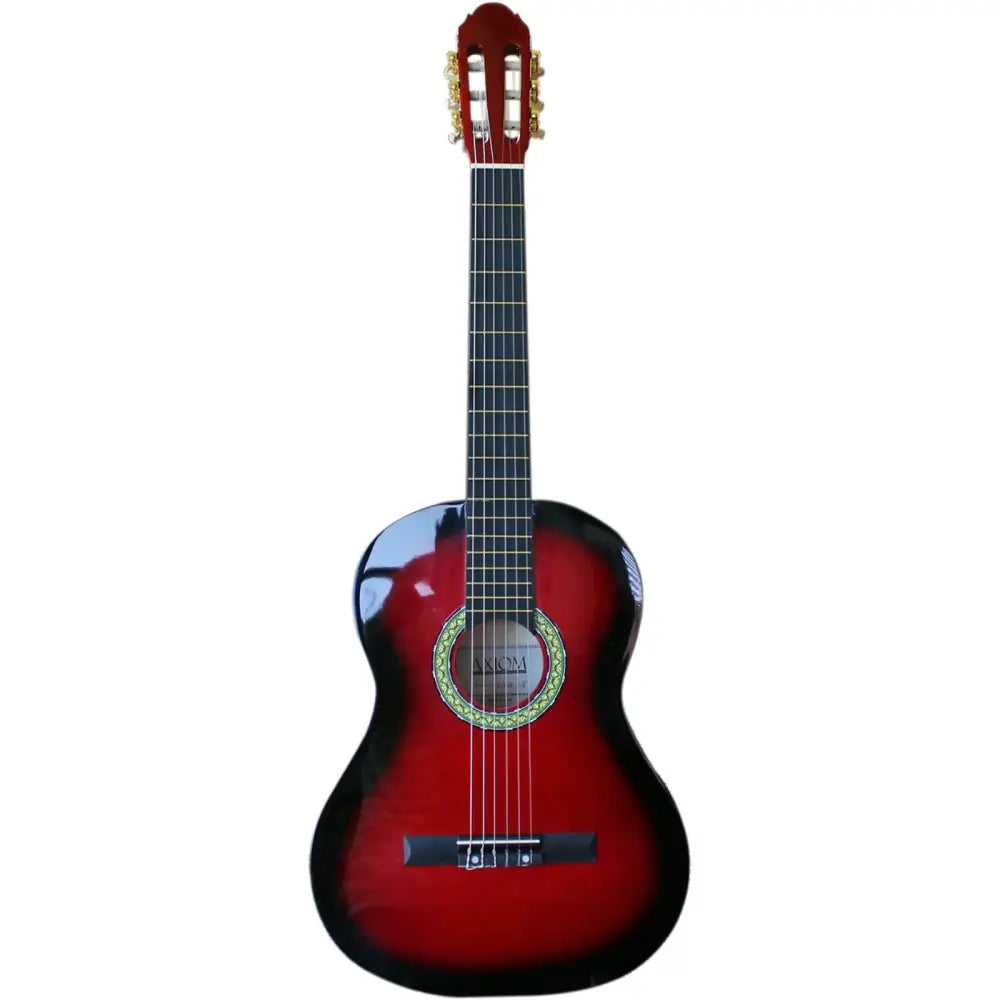 Red and black classical guitar from Axiom Beginners Guitar Pack - perfect beginner guitar for sale