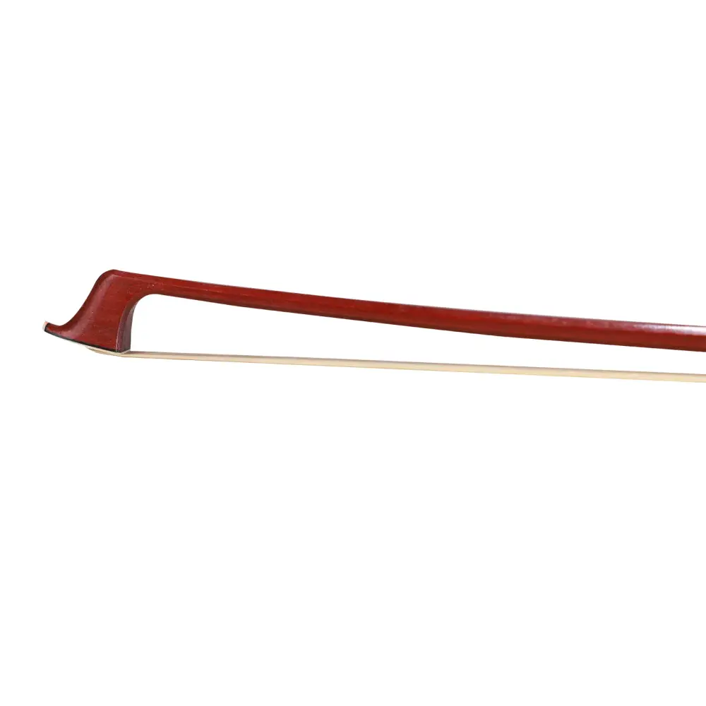 Axiom Brazil wood cello bow 1/4 size with polished reddish-brown wood and light horsehair string