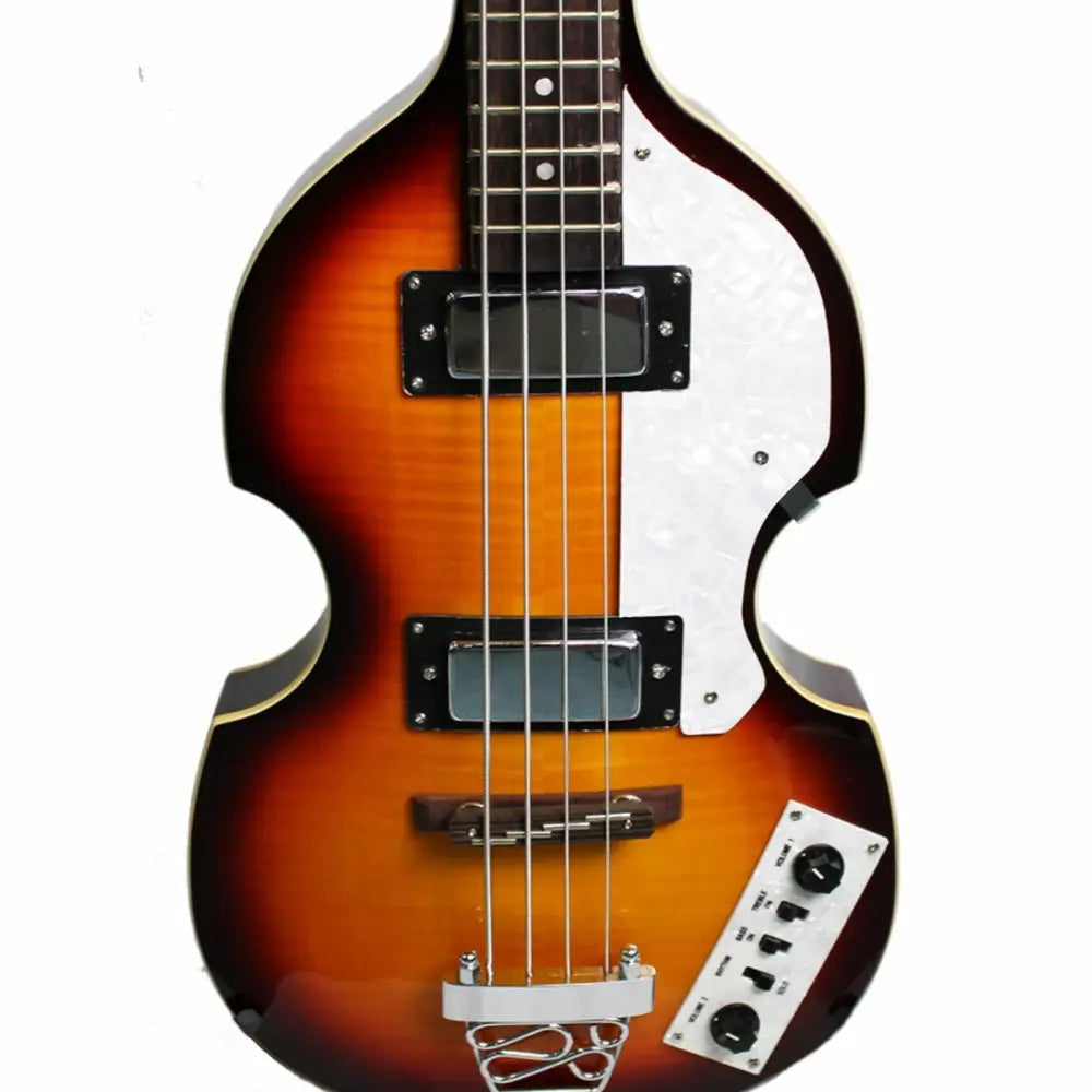 Sunburst Axiom Cavern Beatle Bass with white pickguard, vintage beatle bass style