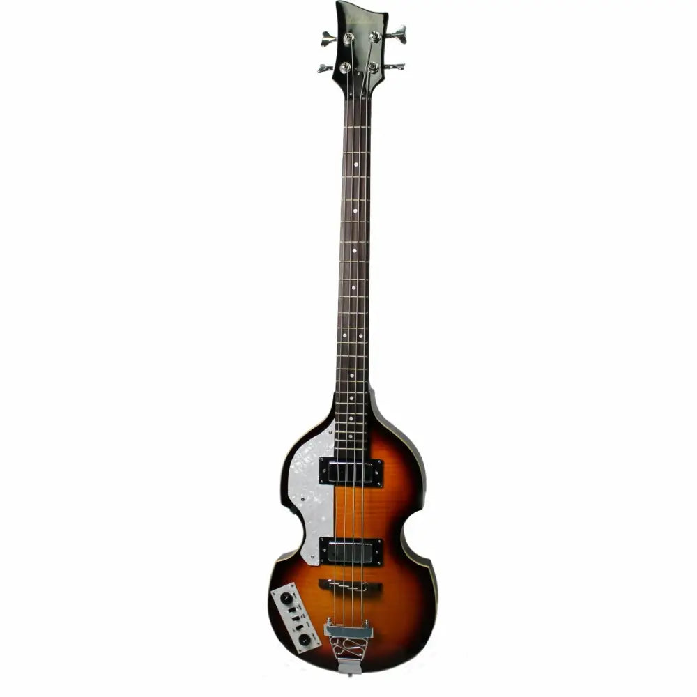 Sunburst Hofner-style left handed bass guitar, perfect Beatle bass for sale