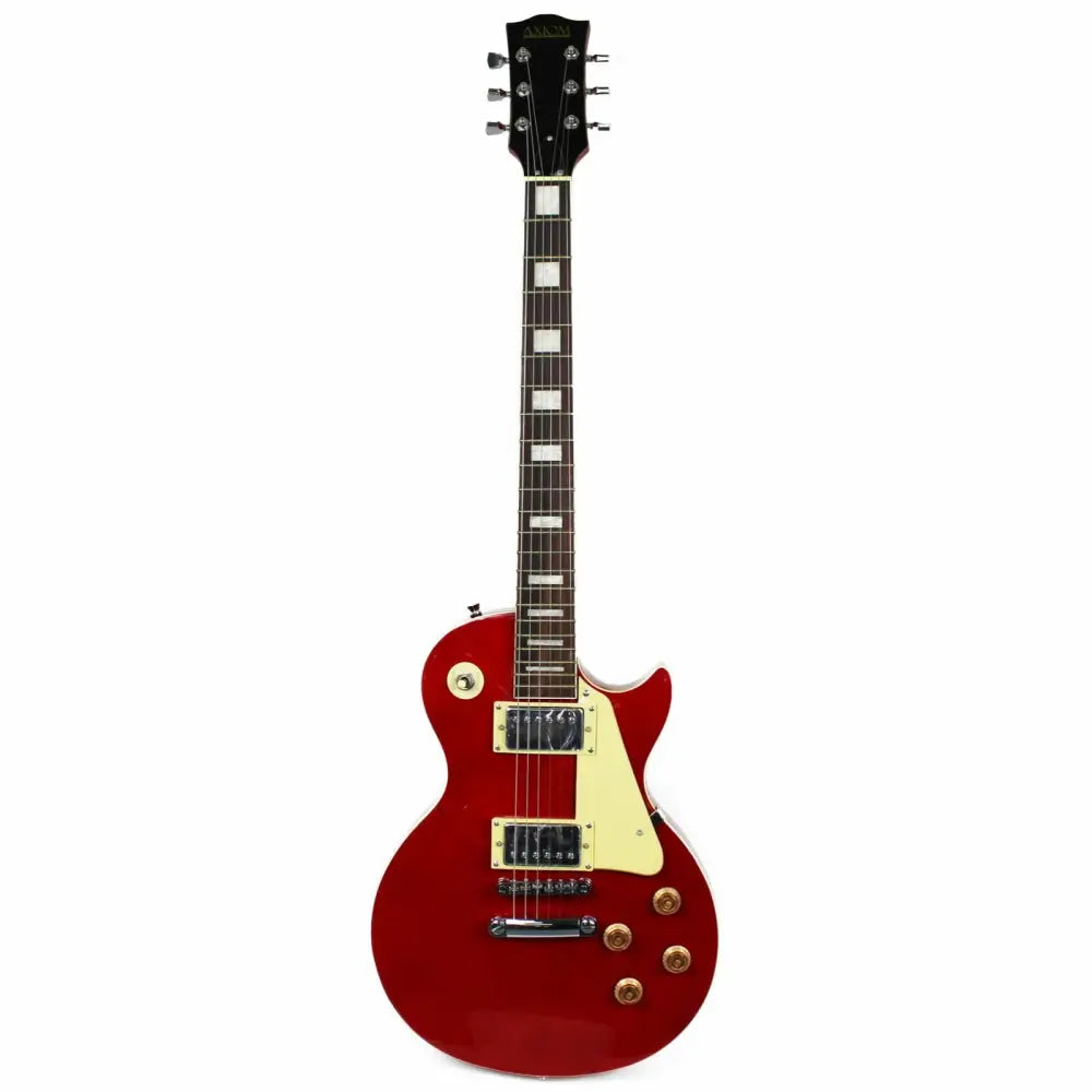 Red electric guitar with cream pickguard and block inlays, Challenger Electric Guitar style