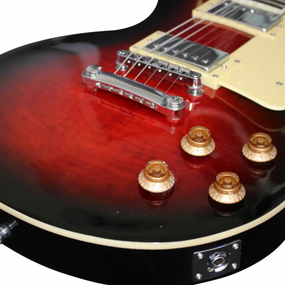 Axiom Challenger electric guitar in Cherry Sunburst with humbuckers and amber knobs for sale Australia