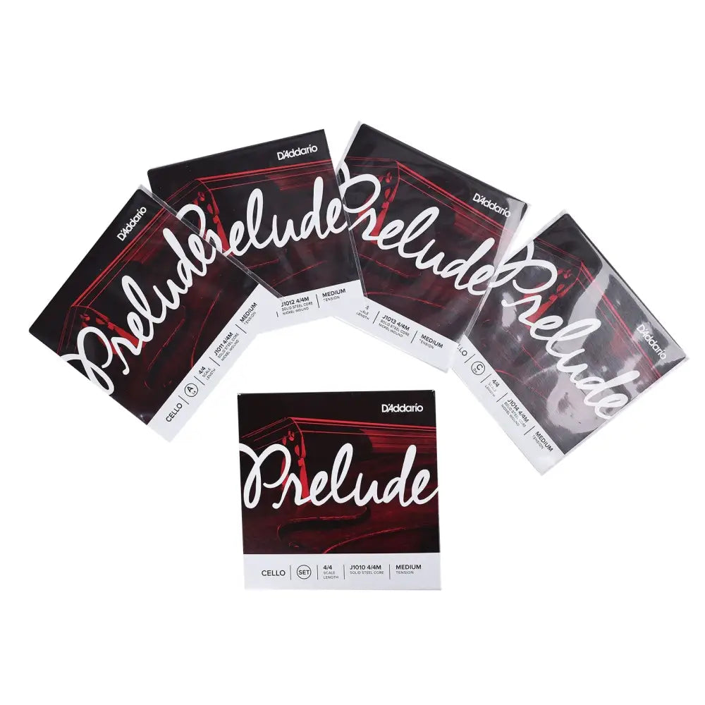 Set of five D’Addario Prelude cello string packages for full size student cello in Australia
