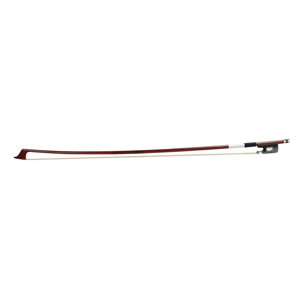 Dark reddish-brown violin bow with white horsehair and black frog for full size cello sale