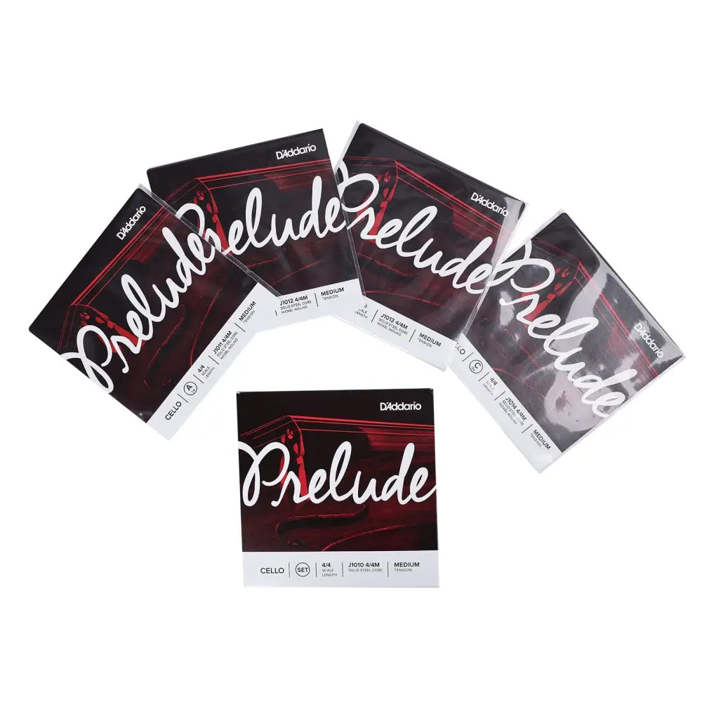 Six packages of D’Addario Prelude cello strings for Axiom Concerto Series Cello 7/8 Size