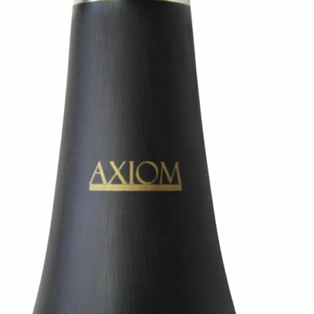 Black clarinet bell with gold AXIOM logo, perfect quality student clarinet for sale