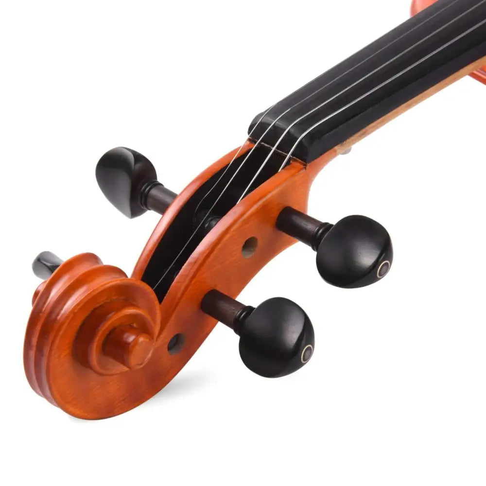 Close-up of the scroll and pegbox of Axiom Concerto Series full size violin for sale Australia