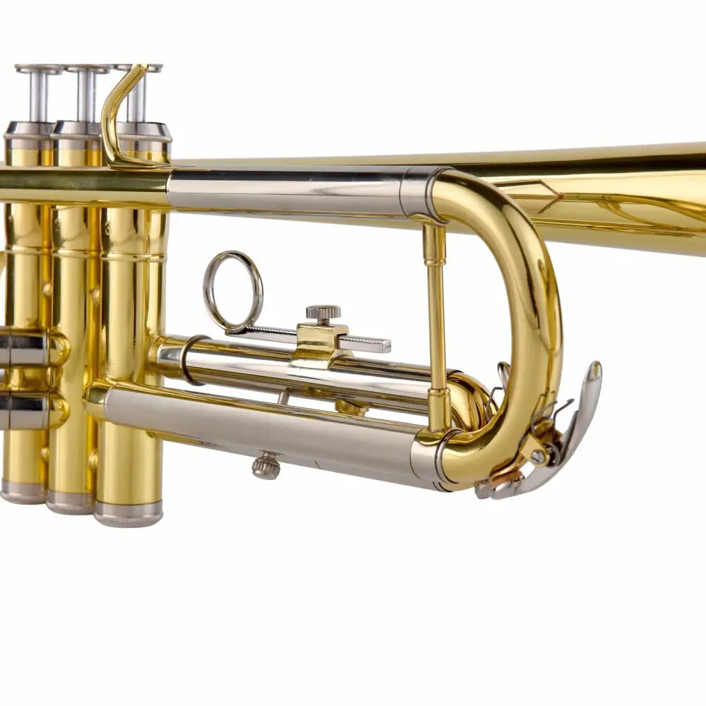Shiny gold and silver brass school band trumpet for sale Australia beginner trumpet outfit