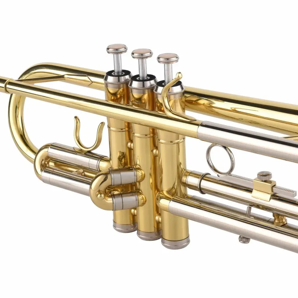 Gold and silver brass school band trumpet from Axiom Concerto beginner trumpet outfit for sale Australia
