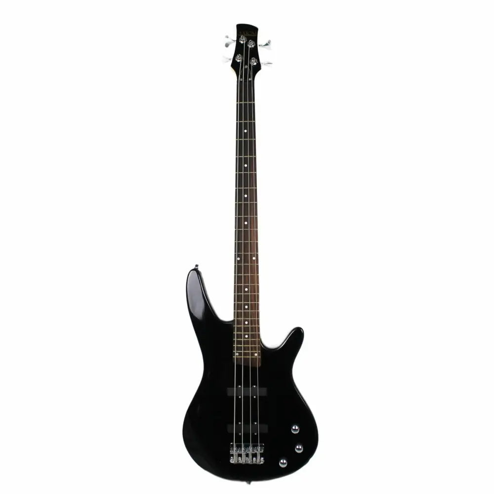 Sleek black Axiom Defender Bass Guitar - Perfect starter bass guitar for sale for beginners