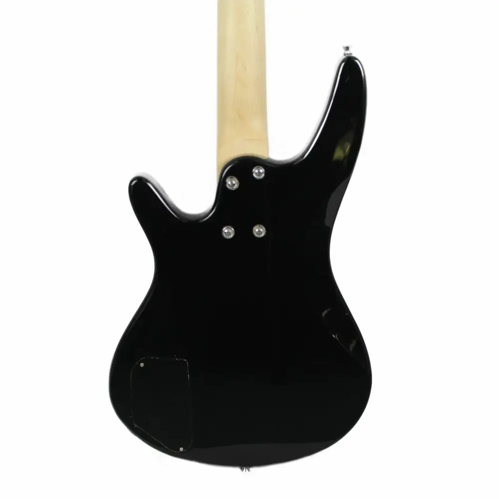 Black electric bass guitar with natural wood neck, perfect beginner bass guitar for sale