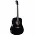 Glossy black steel string guitar with natural wood soundhole, perfect beginner dreadnought guitar for sale Australia