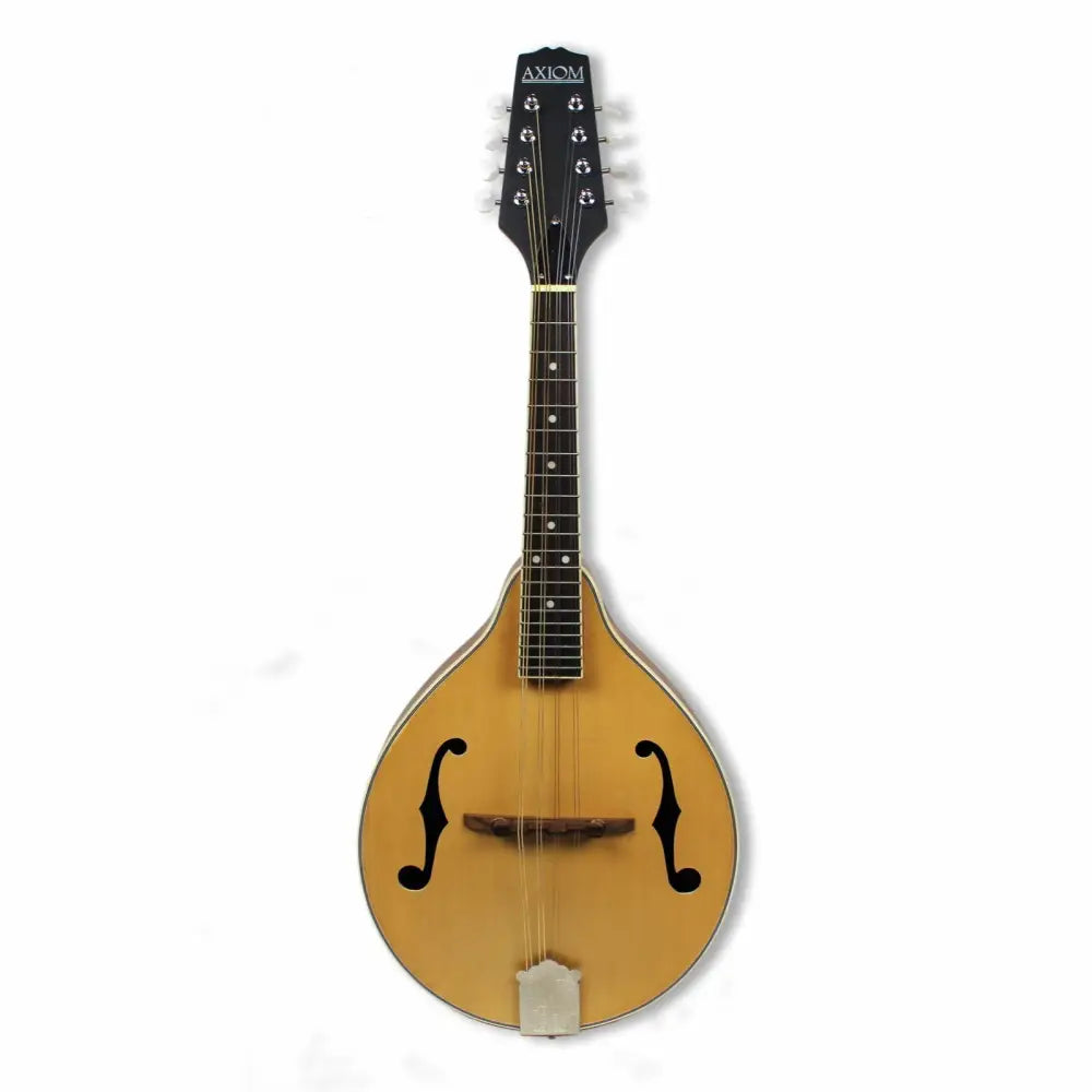 Light-colored wooden Axiom Mandolin for sale Australia with f-holes and black headstock
