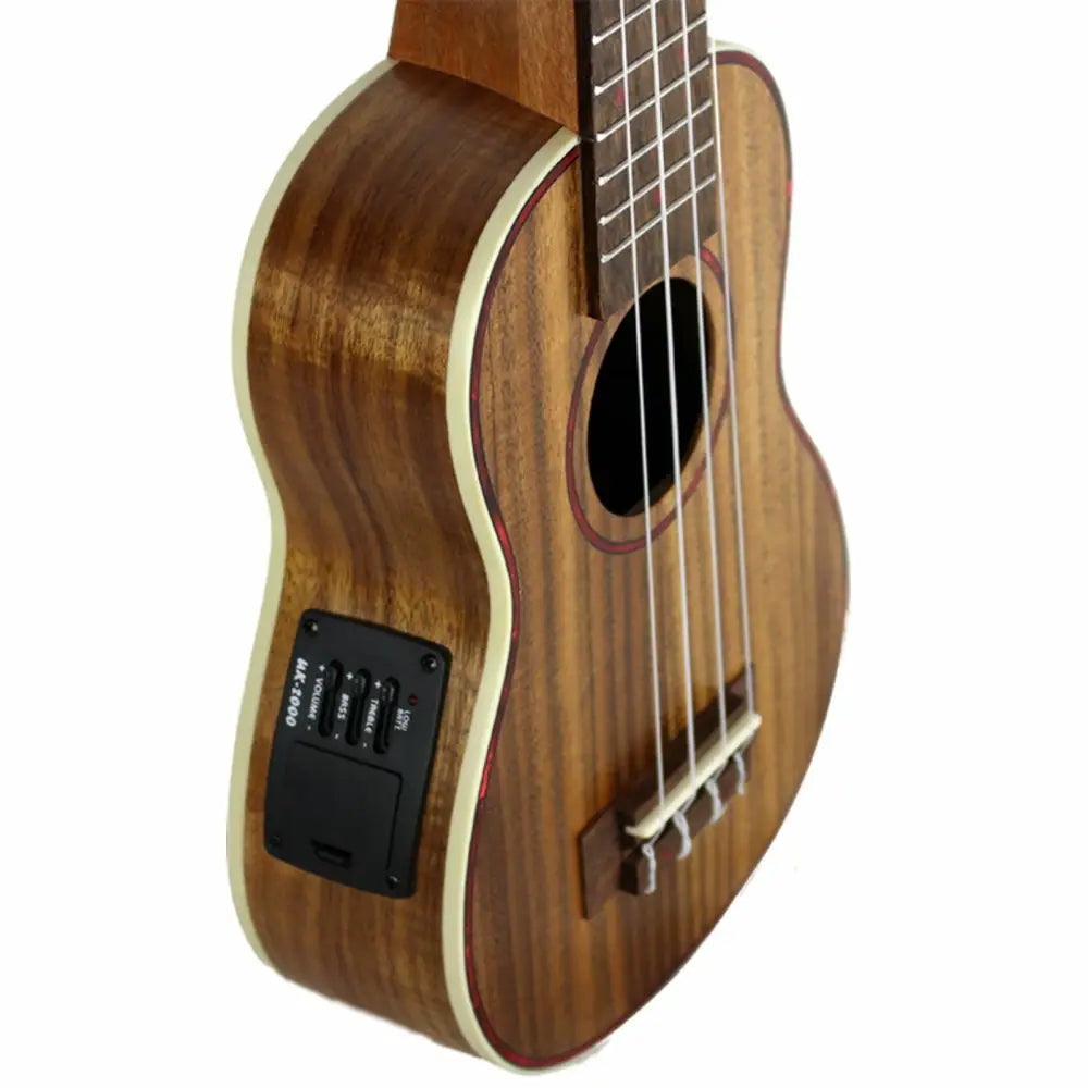 Acoustic-electric Ukulele with pickup for sale, natural wood finish, built-in equalizer