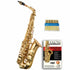 Gold alto saxophone with accessories from Axiom Prelude beginner saxophone for sale Australia
