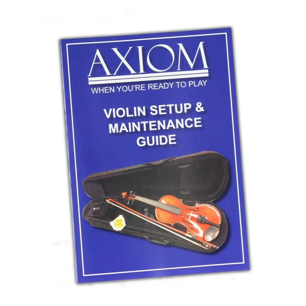 Blue instruction manual for Axiom Prelude 3/4 violin setup and maintenance in Australia