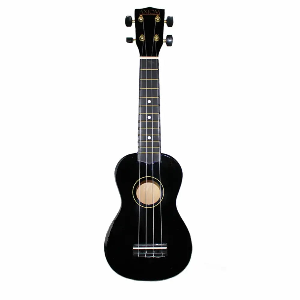 Black concert ukulele with natural wood soundhole from Axiom Spectrum beginner ukulele package Australia