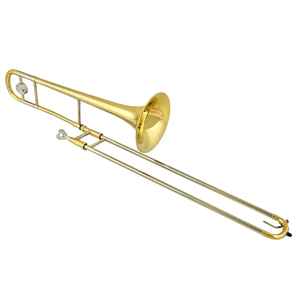 Shining gold and silver brass Axiom Tenor Trombone for school band beginners in Australia