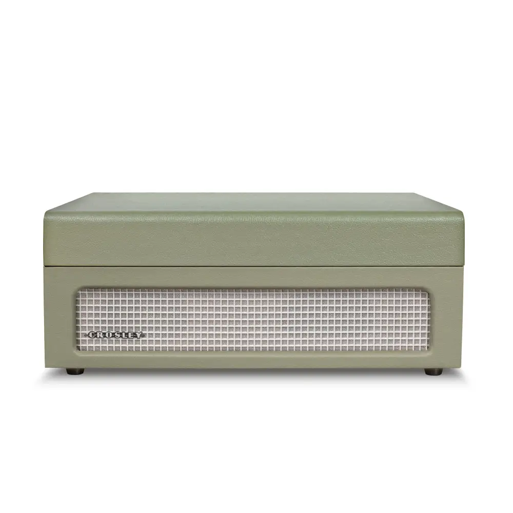 Green Crosley Voyager Sage bluetooth portable turntable with built-in bluetooth vinyl sound