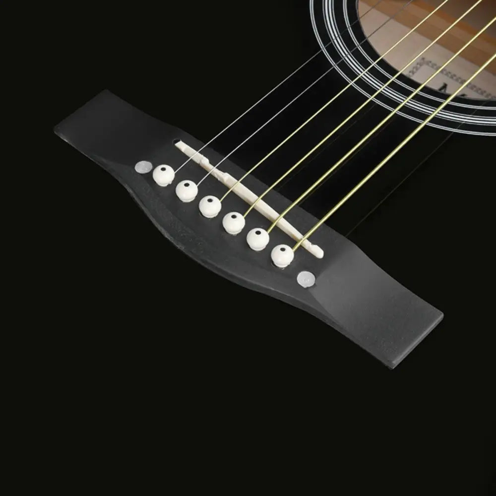 Black left handed guitar bridge with six white pins for Axiom Folkmaster LH Guitar