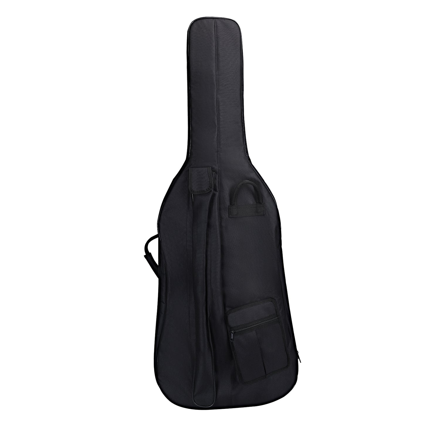 The Axiom Concerto Series Cello - 7/8 Size by Axiom Music features a wooden body, ebony fingerboard, four strings, black tuning pegs and tailpiece, displayed upright against a white background—a quality instrument for discerning musicians.