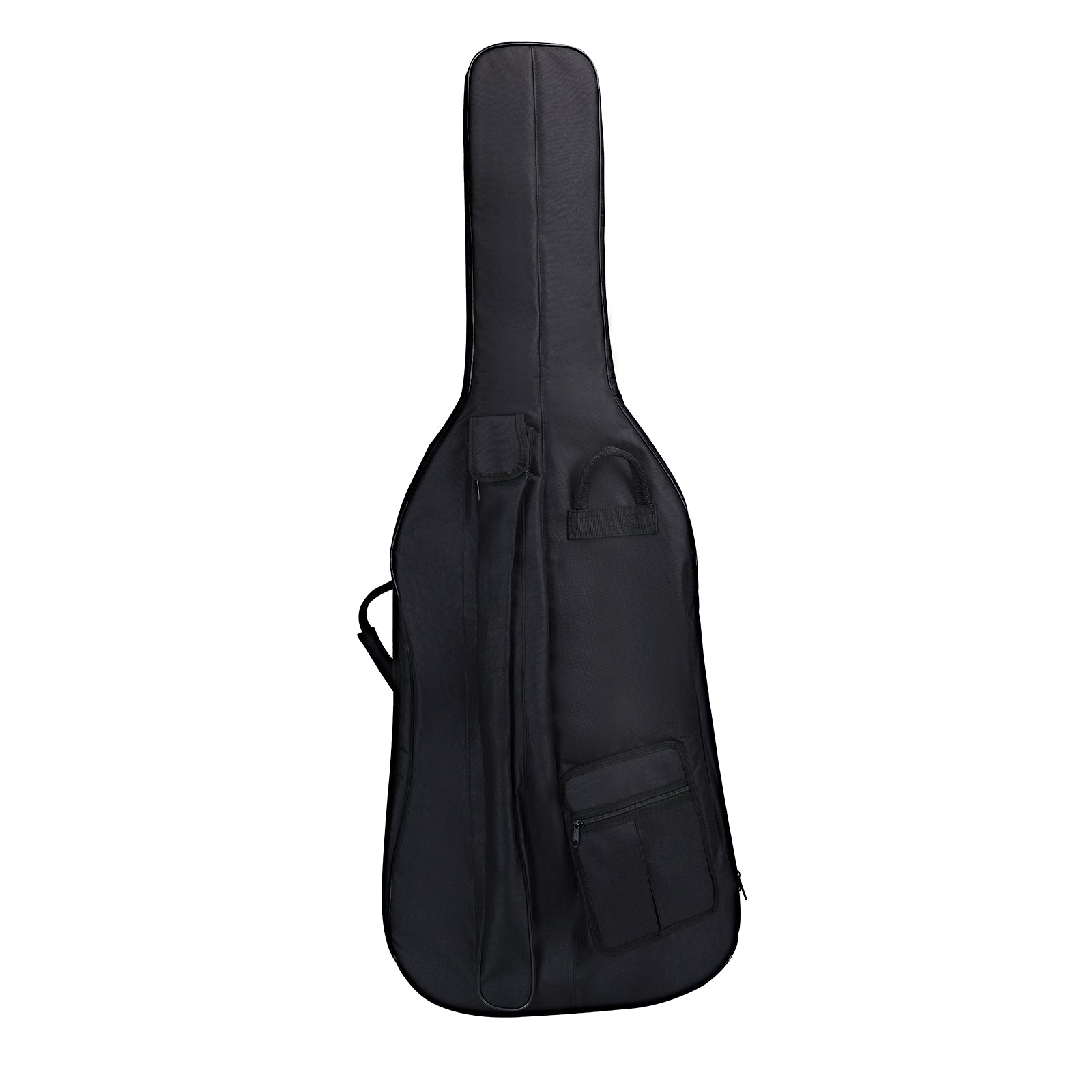 The Axiom Concerto Series Cello - 7/8 Size by Axiom Music features a wooden body, ebony fingerboard, four strings, black tuning pegs and tailpiece, displayed upright against a white background—a quality instrument for discerning musicians.