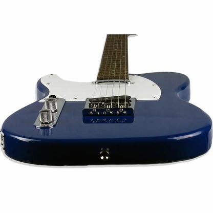 Atlantis Blue Left Handed Electric Guitar with white pickguard and chrome hardware