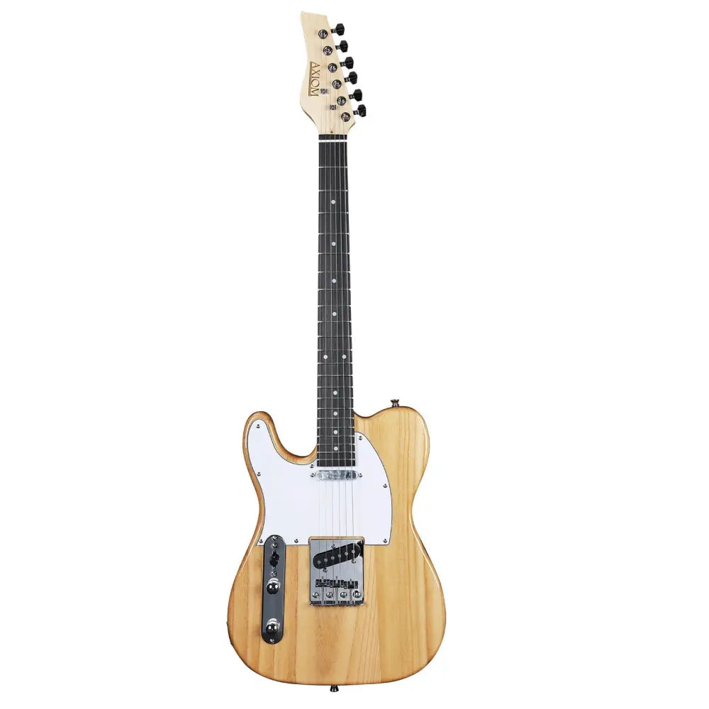 Light-wood Atlantis Left Handed Electric Guitar with white pickguard and black hardware