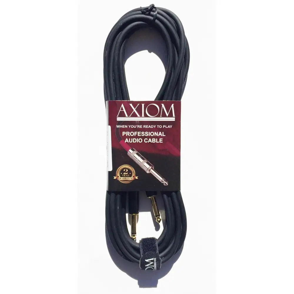 Black Axiom 20 foot guitar cable with gold-plated 1/4 inch connectors for great sound