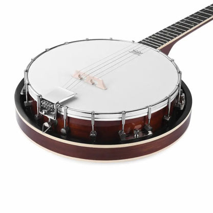 Brown 5 string banjo with white drum head, perfect beginner student banjo for newbies
