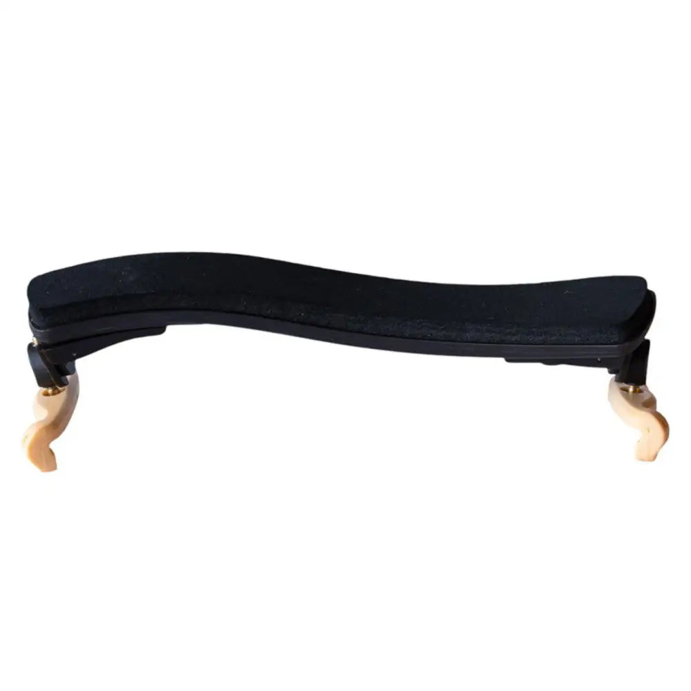 Black violin shoulder rest with light-colored curved feet for full size adjustable violin shoulder rest