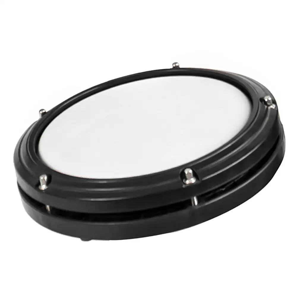 Black electronic drum pad with white mesh head from Axiom ADX2000 beginner electronic drum kit