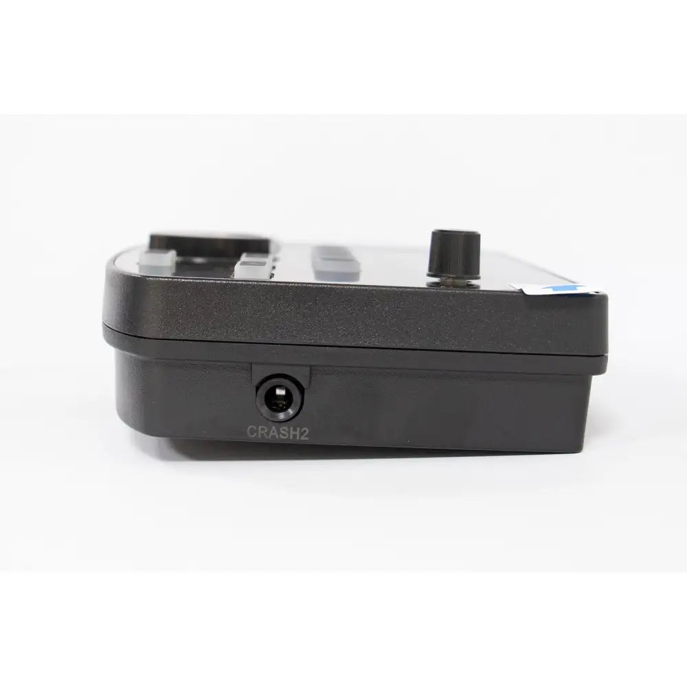 Black electronic drum module with CRASH2 jack input from Axiom ADX2000 beginner digital drum kit