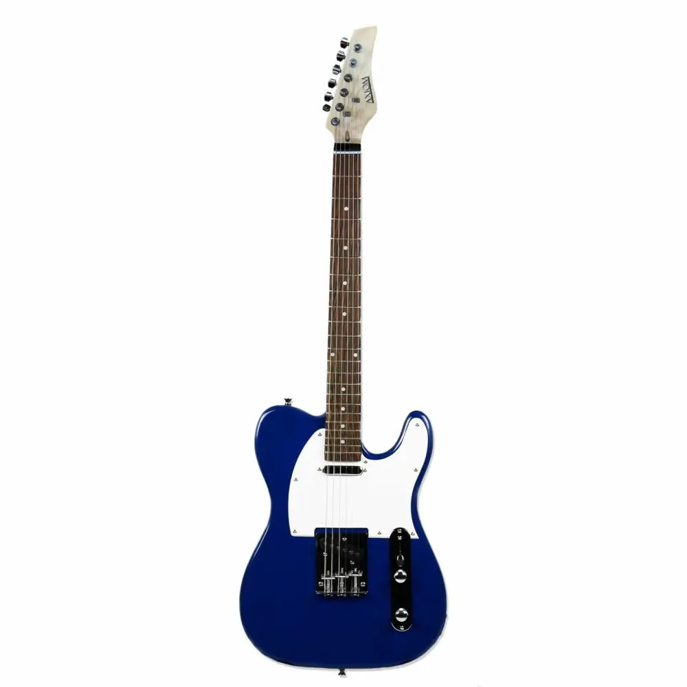 Blue T style electric guitar with white pickguard from Axiom Atlantis, perfect beginner electric guitar