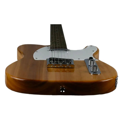 Axiom Atlantis solid body electric guitar in light brown with white pickguard and chrome hardware