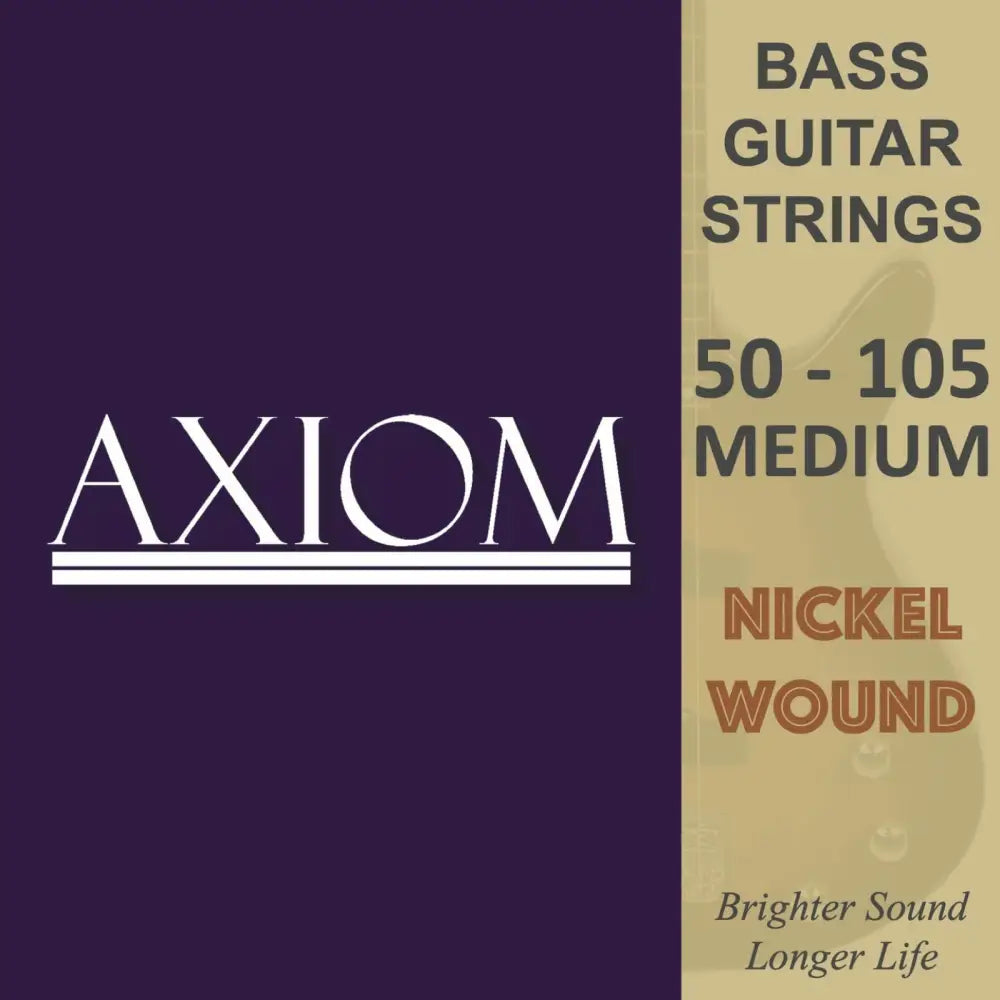 Axiom Bass Guitar Strings medium gauge nickel wound for brighter sound and durability