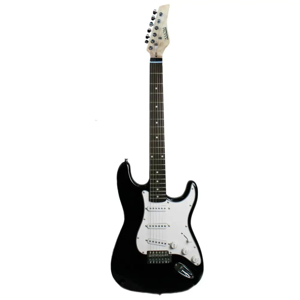 Black and white electric guitar from Axiom Beginner Electric Guitar Pack for beginners