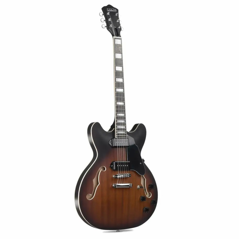 Sunburst finish 335 style vintage electric guitar with F-holes - Axiom Bluesmaster
