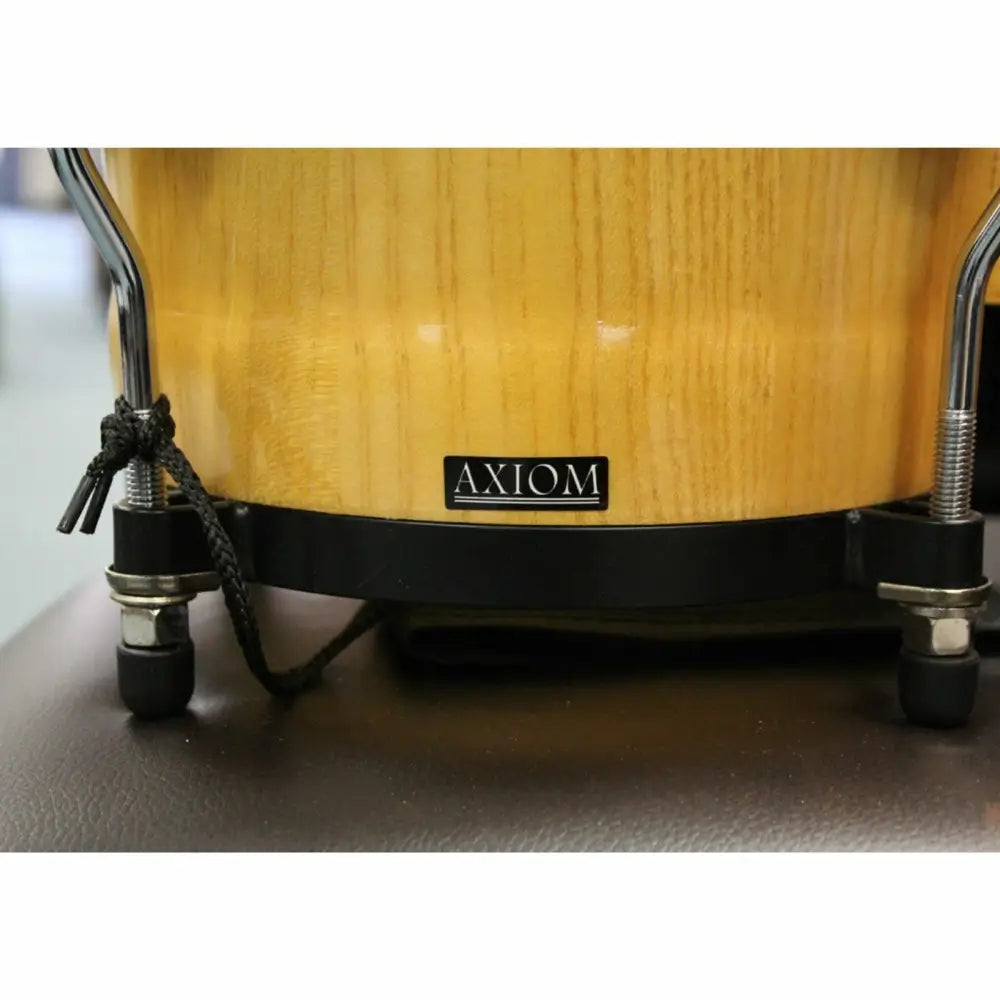 Axiom Bongo Drum Set with light wood finish and black hardware, perfect for kids bongo drums for sale