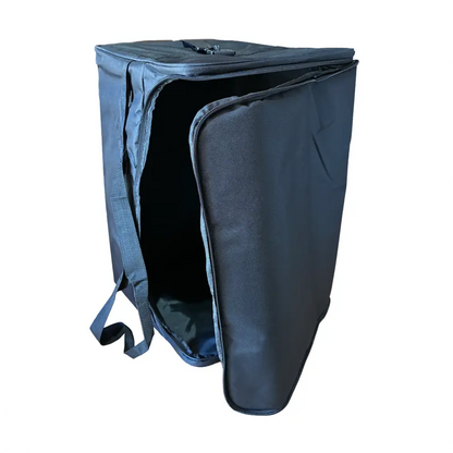 Black fabric carrying case with zipper and adjustable strap for axiom cajon drum dark wood perfect budget cajon for sale australia