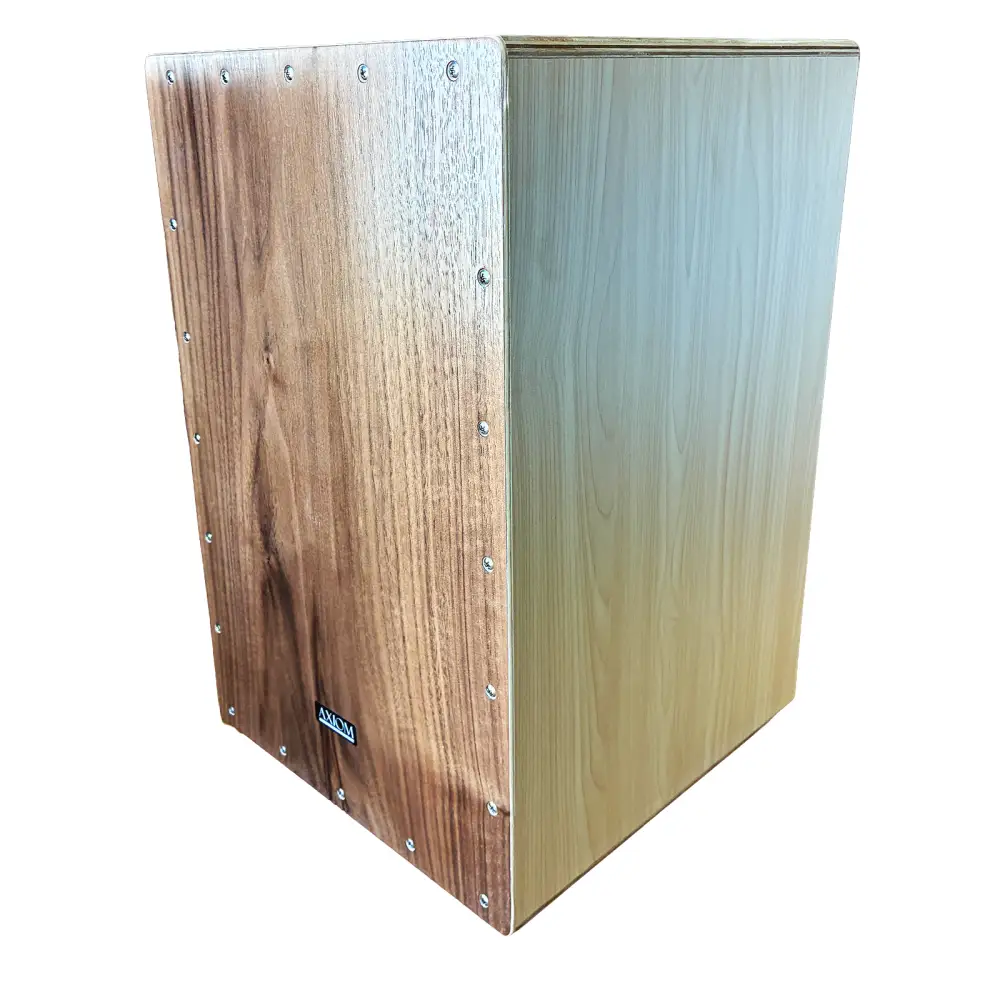 Axiom cajon drum dark wood with natural wood grain and silver screws perfect budget cajon box drum for sale australia
