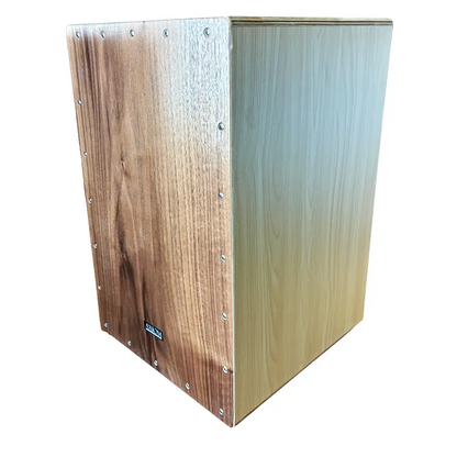 Axiom cajon drum dark wood with natural wood grain and silver screws perfect budget cajon box drum for sale australia