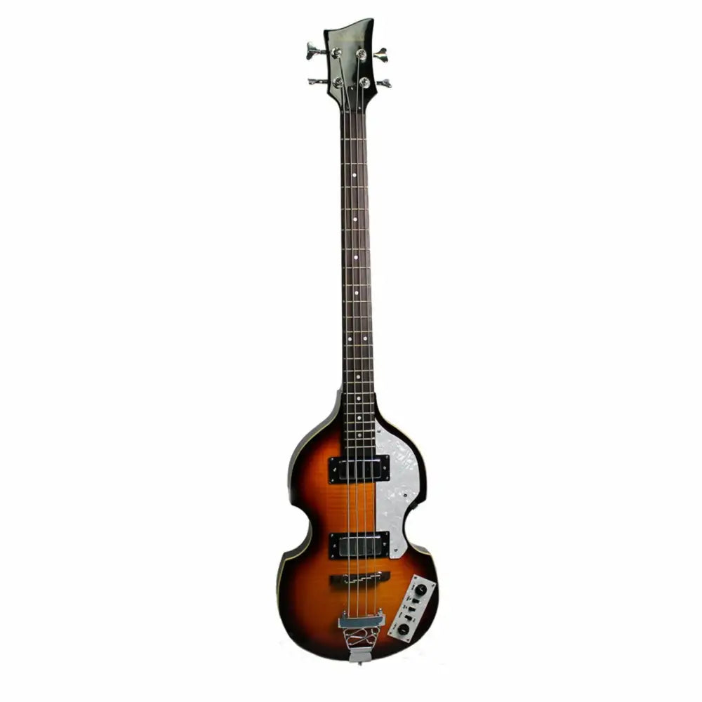 Sunburst Hofner-style Cavern Bass guitar with violin-shaped body and humbucker pickups