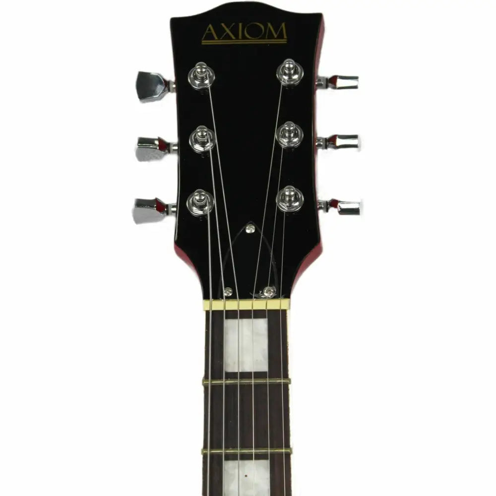 Headstock and upper fretboard of Axiom Challenger Electric Guitar LP Style Sunburst Guitar for beginners
