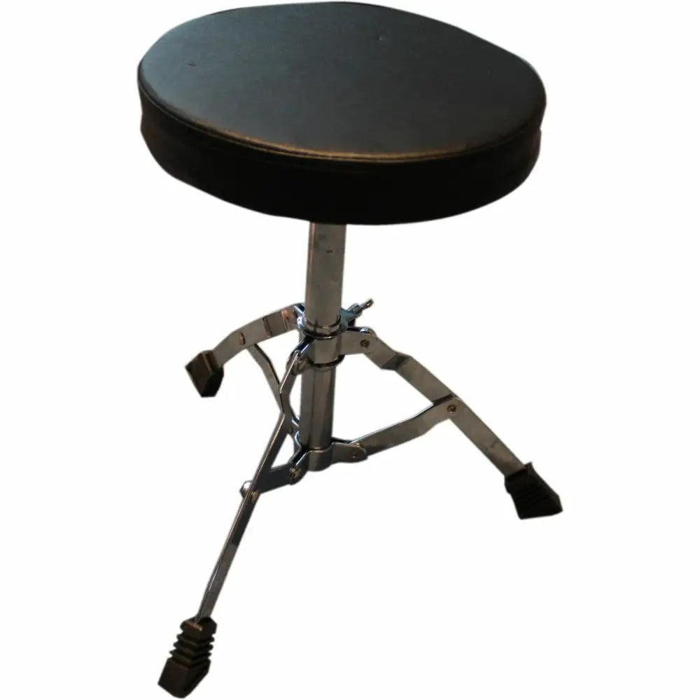 Black padded drum throne with chrome tripod base for Axiom Childrens Drum Set Blue