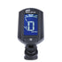 Black clip on guitar tuner with blue backlit display, perfect cheap electronic guitar tuner