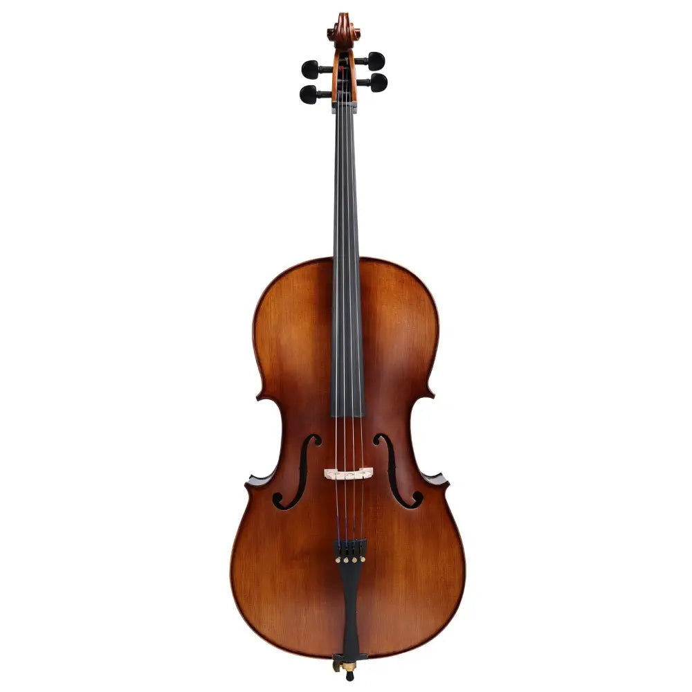 Rich brown Axiom Concerto Series Cello 7/8 size with dark fingerboard and tuning pegs